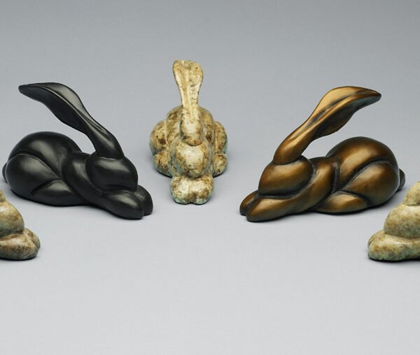 Stylized Bronze Sculpture of a Bunny