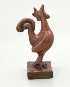 Stylized Bronze Sculpture of a Rooster