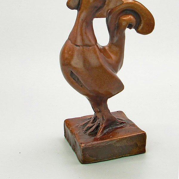 Stylized Bronze Sculpture of a Rooster