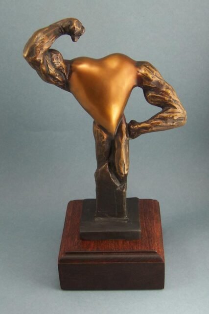 Modern, Bronze Sculpture, Heart